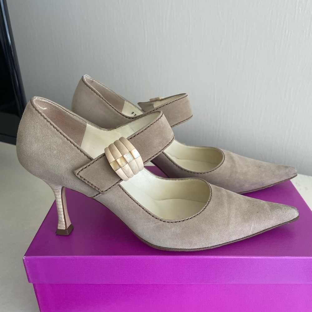 Escada Suede 3” Heel Suede Mary Janes - Picture 5 of 9